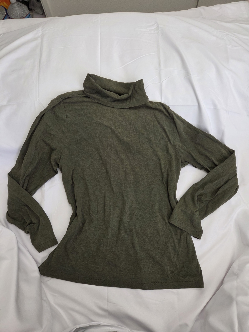 J. Crew Olive Featherneck Top